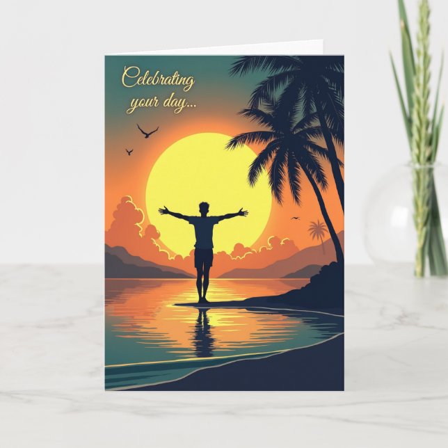 Joyful Sunset Birthday Card (Front)