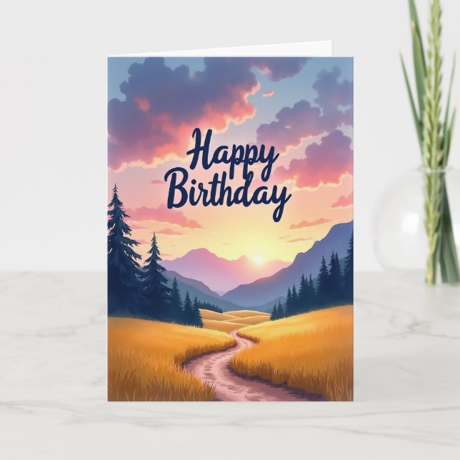 Joyful Sunset Mountain Card (Front)