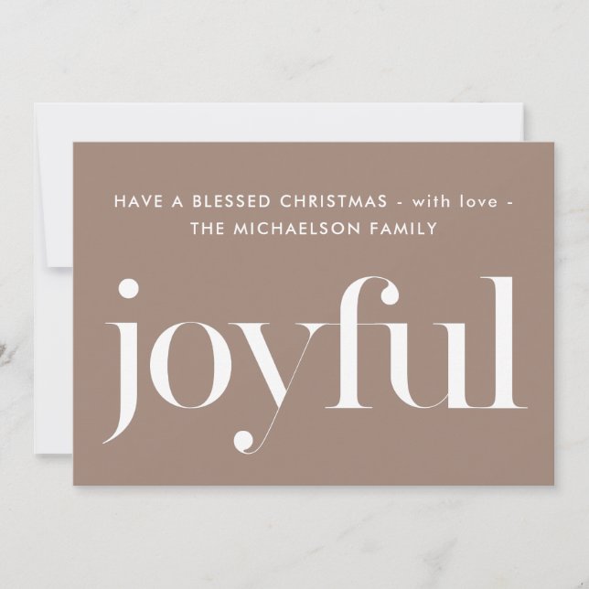 Joyful Sweet Illustrated Print Christmas Holiday Card (Front)
