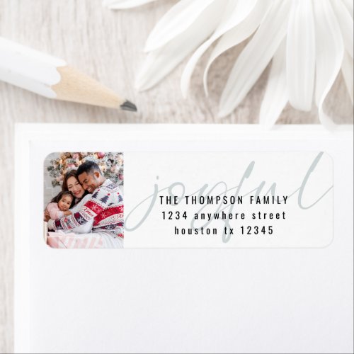 Joyful Text Overlay Photo Christmas Return Address Label