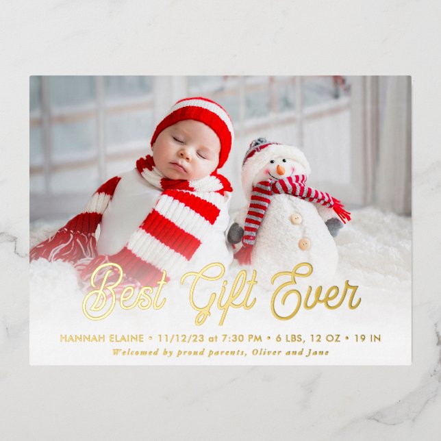 Joyful tidings holiday birth announcement (Front)