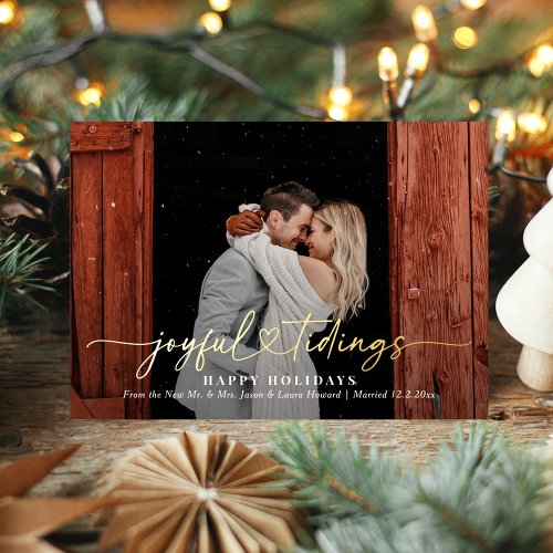 Joyful Tidings Real Foil Newlyweds Holiday Card