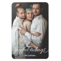 Joyful Tidings Script Custom Photo Holiday Card Magnet
