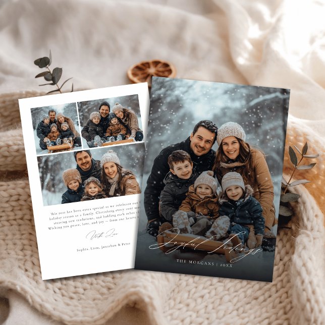 Joyful Tidings Winter Family Photo Christmas Card (Creator Uploaded)