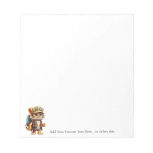 Joyful Tiger Cub with Backpack and coffee Notepad