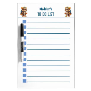 Joyful Tiger Cub with Backpack and drinking Dry Erase Board