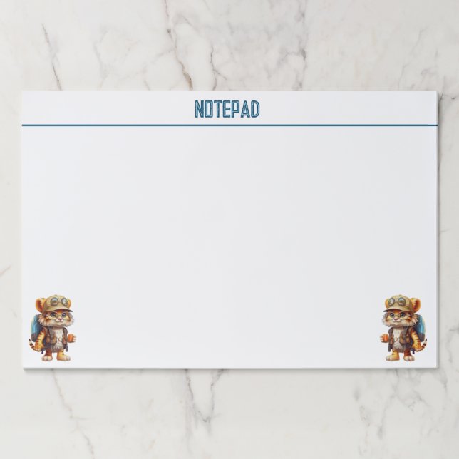 Joyful Tiger Cub with Backpack and drinking Paper Pad (Front)