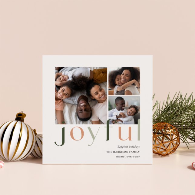 Joyful Tones | 3 Photo Collage Holiday Card (Creator Uploaded)