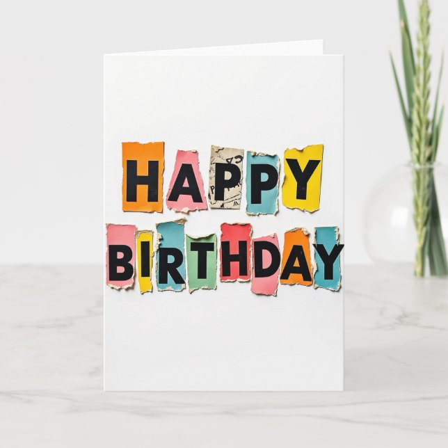 Joyful Torn Paper Card (Front)