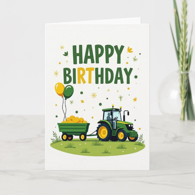 Joyful Tractor Birthday Card (Front)