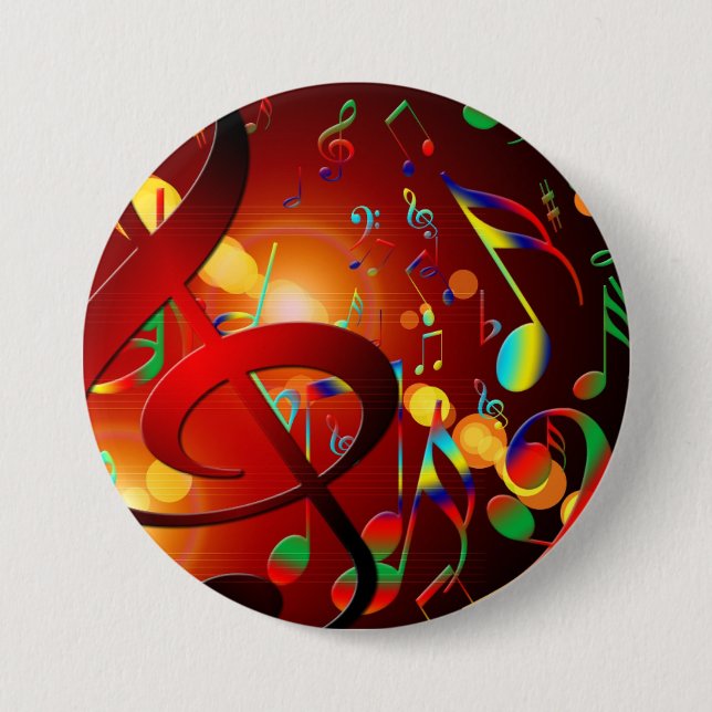 Joyful treble clef music in a dance button (Front)
