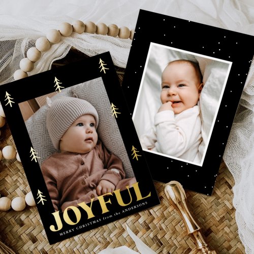 Joyful Trees Black 2 Photo Foil Holiday Card