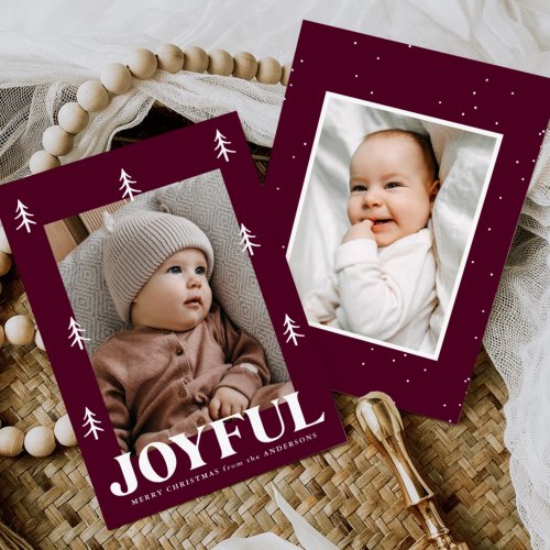 Joyful Trees Merlot 2 Photo Holiday Card