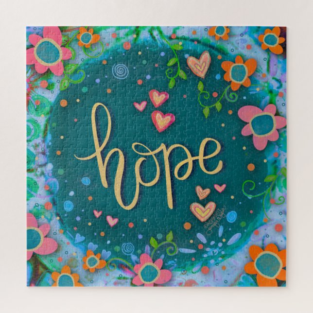  Joyful Trendy Hope Heart Floral Inspirivity  Jigsaw Puzzle (Vertical)