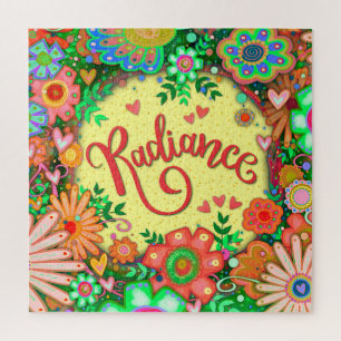 Joyful Trendy Radiance Heart Floral Inspirivity Jigsaw Puzzle