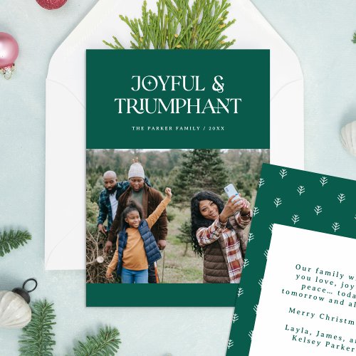Joyful  Triumphant Religious Christmas Photo Holiday Card