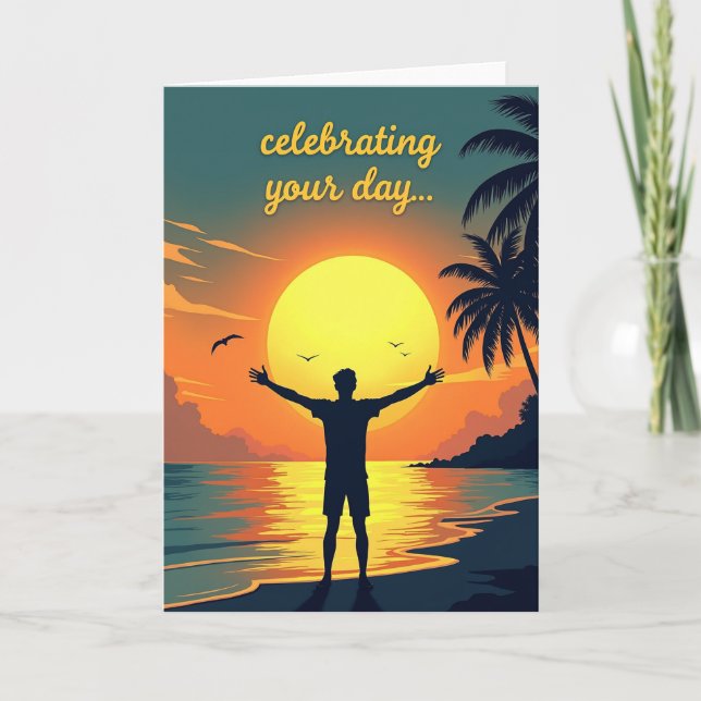 Joyful Tropical Sunset Card (Front)