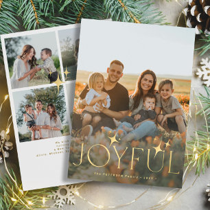 Joyful typography modern photo collage Christmas Holiday Card