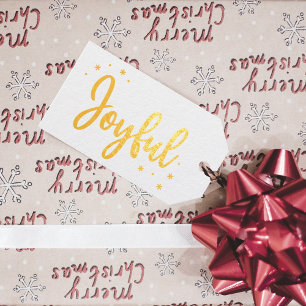 Joyful Typography Script Modern Christmas Foil Gift Tags