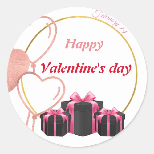 Joyful Valentines Day Classic Round Sticker