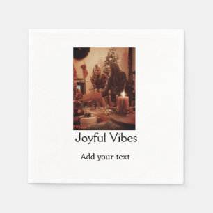 Joyful Vibes add family Christmas photo name simpl Napkins
