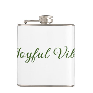 Joyful vibes christmas green holiday family name flask