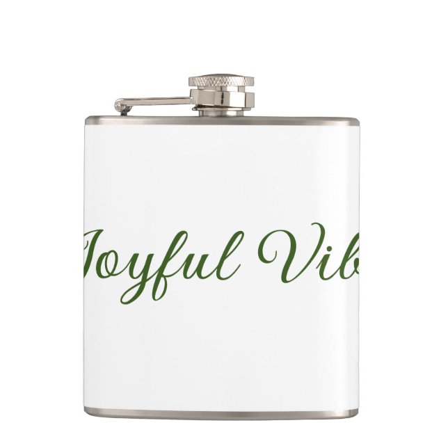 Joyful vibes christmas green holiday family name flask (Front)