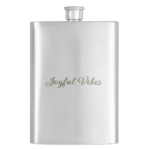 Joyful vibes christmas green holiday family name flask