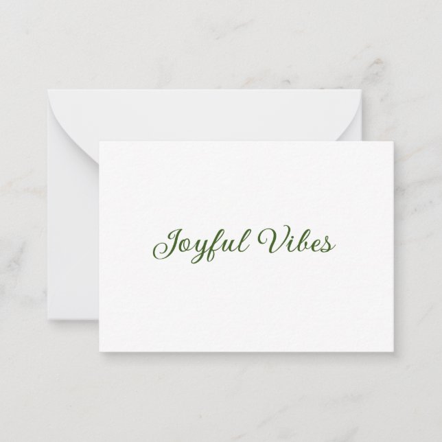 Joyful vibes christmas green holiday family name note card (Front)