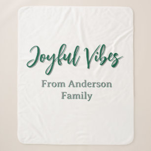 Joyful vibes christmas green holiday family name sherpa blanket