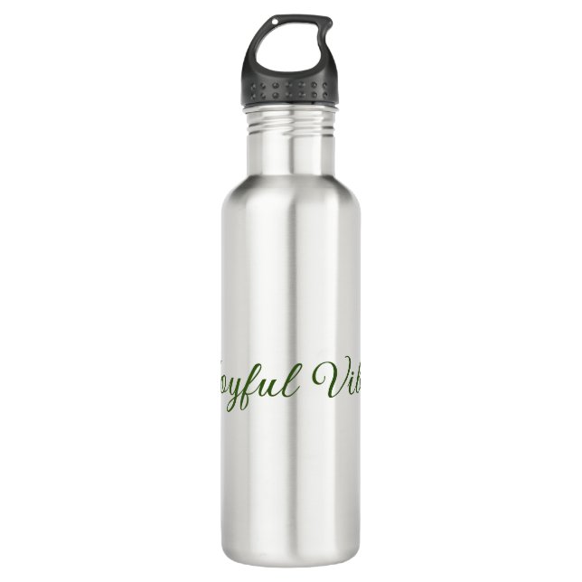 Joyful vibes christmas green holiday family name stainless steel water bottle (Front)