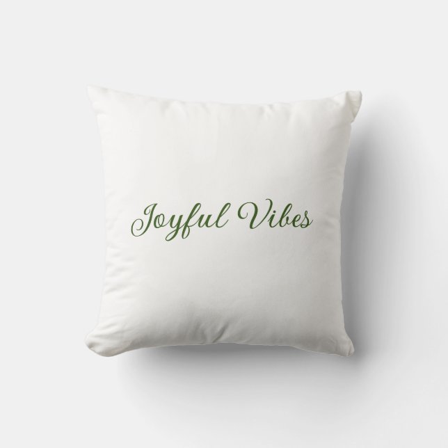 Joyful vibes christmas green holiday family name throw pillow (Front)