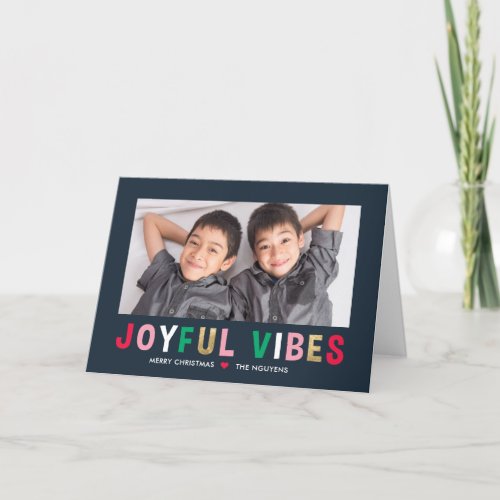 Joyful Vibes Editable Color Folded Holiday Card