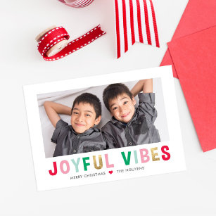 Joyful Vibes Editable Color Holiday Photo Card