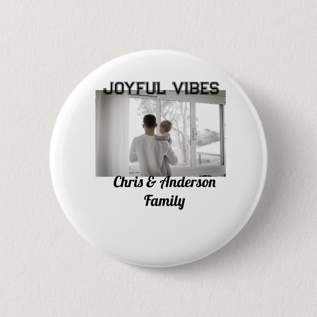 Joyful Vibes father son family Christmas holiday p Button (Front)