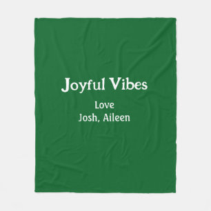 Joyful Vibes green Christmas holidays love family Fleece Blanket