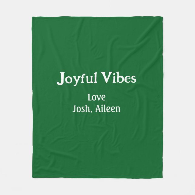 Joyful Vibes green Christmas holidays love family Fleece Blanket (Front)