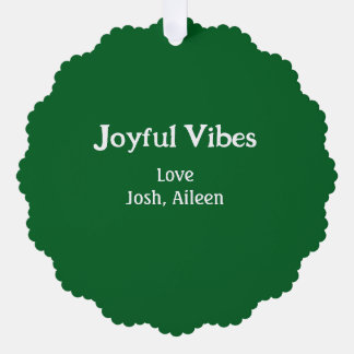 Joyful Vibes green Christmas holidays love family Ornament Card