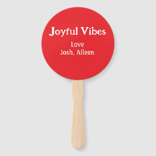 Joyful Vibes red Christmas holidays love family si Hand Fan