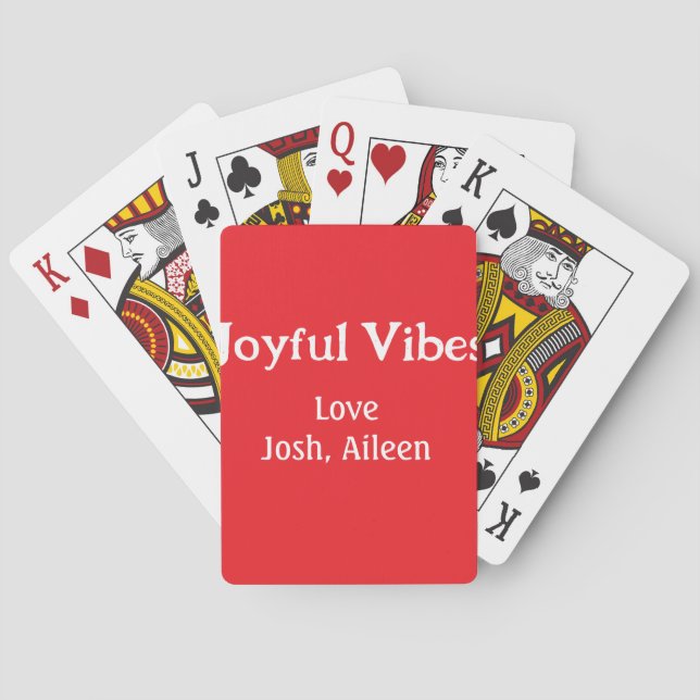 Joyful Vibes red Christmas holidays love family si Poker Cards (Back)