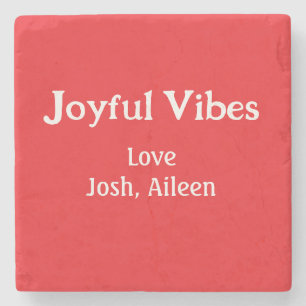 Joyful Vibes red Christmas holidays love family si Stone Coaster