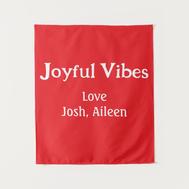 Joyful Vibes red Christmas holidays love family si Tapestry (Front)