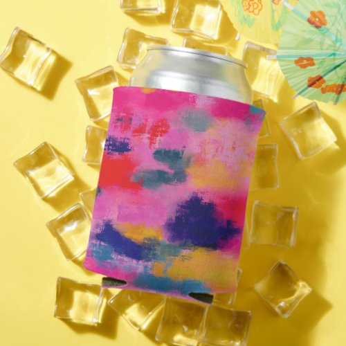 Joyful Vibrant Abstract Pink Can Cooler