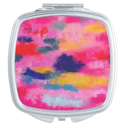 Joyful Vibrant Abstract Pink Compact Mirror