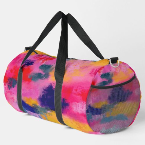 Joyful Vibrant Abstract Pink Duffle Bag