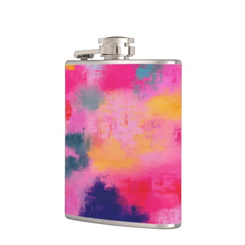Joyful Vibrant Abstract Pink Flask