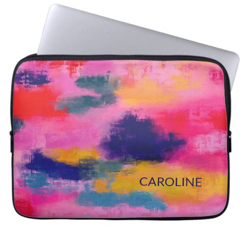 Joyful Vibrant Abstract Pink Laptop Sleeve