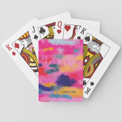 Joyful Vibrant Abstract Pink Playing Cards