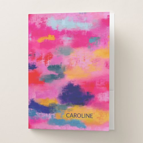 Joyful Vibrant Abstract Pink Pocket Folder