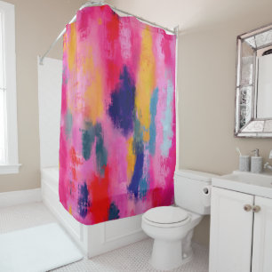 Joyful Vibrant Abstract Pink Shower Curtain